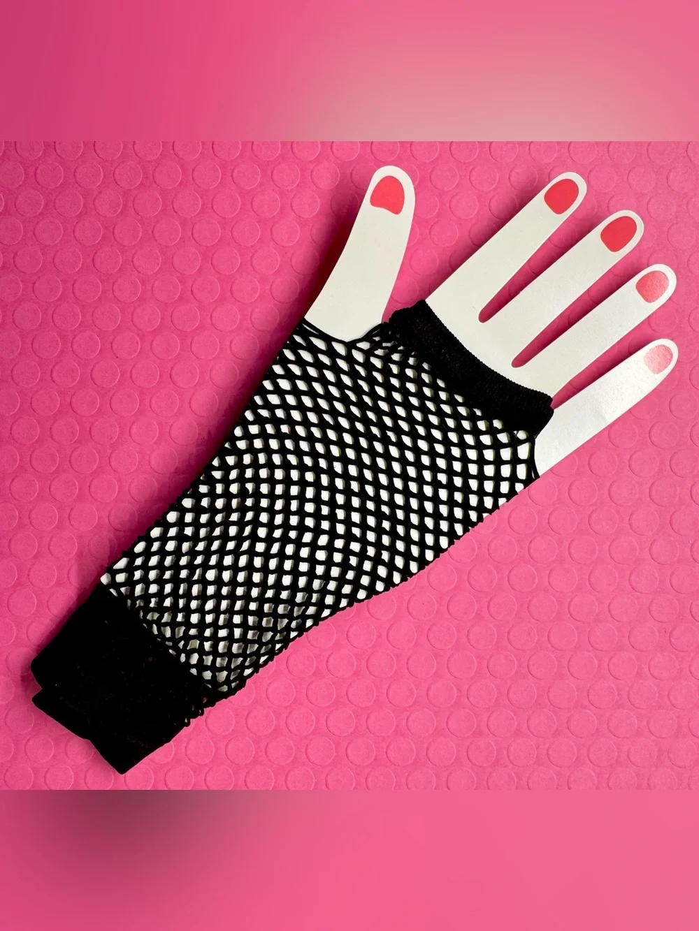 New Pair of Women’s Black Fishnet Fingerless Gloves Goth Punk 80s Style - 8.5”